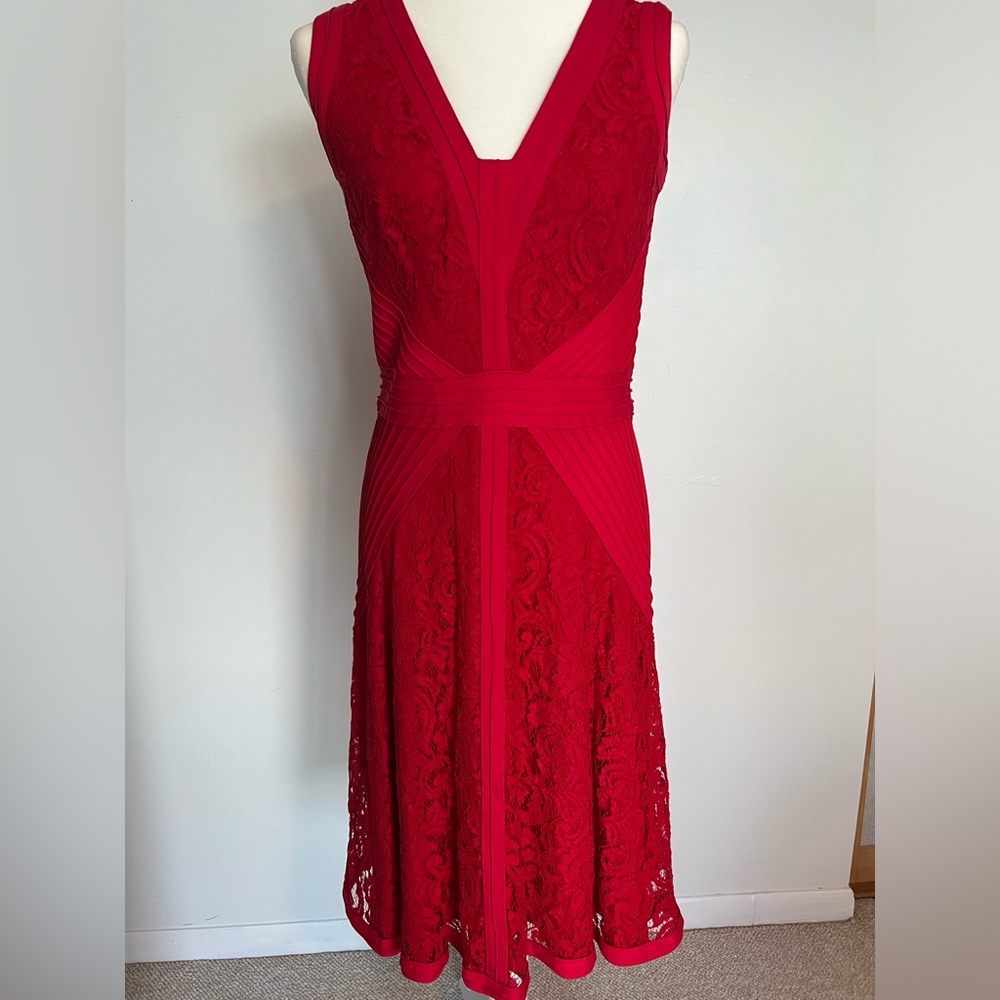 Tadashi Shoji Red Laced Flared Cocktail dress